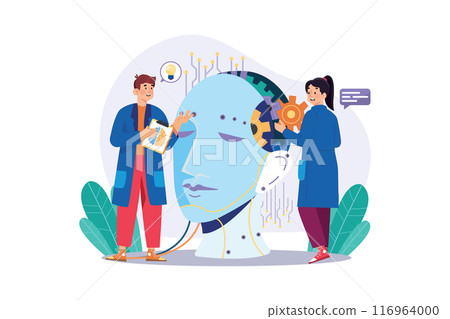 AI Brain Illustration concept. A flat illustration isolated on white background AI Brain Illustration concept. A flat illustration isolated on white background 116964000