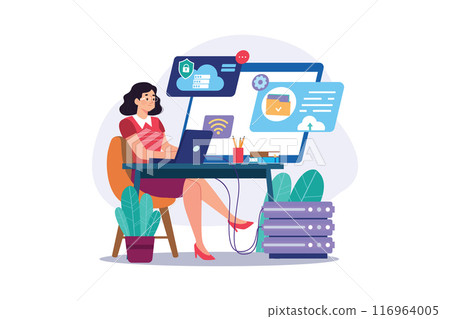 Cloud Computing Illustration concept. A flat illustration isolated on white background Cloud Computing Illustration concept. A flat illustration isolated on white background 116964005