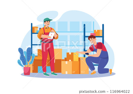 Factory worker checking stock Illustration concept on white background Factory worker checking stock Illustration concept on white background 116964022