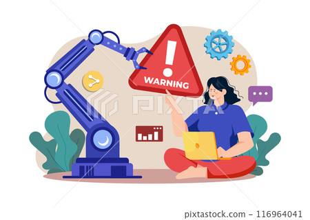 Automatic machine giving warning Illustration concept on white background 116964041