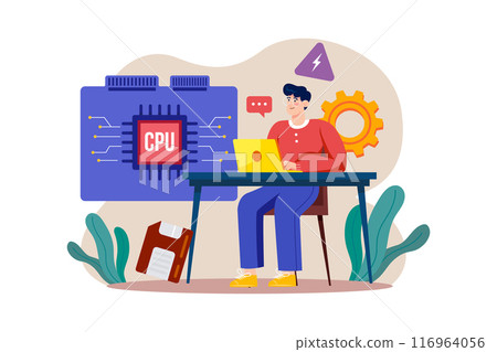 Microchip engineering Illustration concept on white background Microchip engineering Illustration concept on white background 116964056