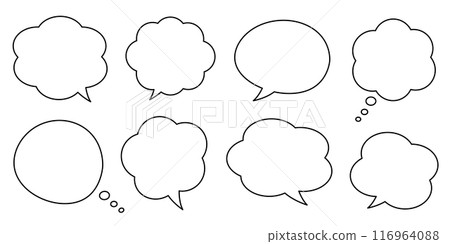 語音氣泡設定向量插畫素材簡單白黑邊框 語音氣泡設定向量插畫素材簡單白黑邊框 116964088