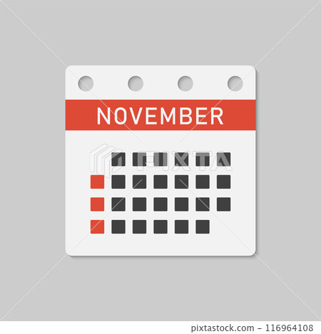 Vector template icon page calendar, month November 116964108