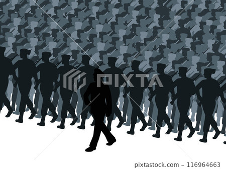A parade of military personnel showcases the military, as they march to celebrate important day A parade of military personnel showcases the military, as they march to celebrate important day 116964663
