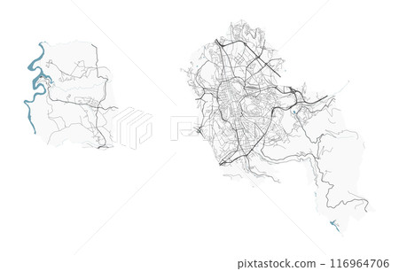 Map of Saint-Etienne, France. Detailed city map, metropolitan area. Map of Saint-Etienne, France. Detailed city map, metropolitan area. 116964706