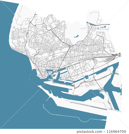 Map of Le Havre, France. Detailed city map, metropolitan area. Map of Le Havre, France. Detailed city map, metropolitan area. 116964709