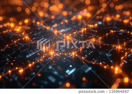 Background of computer chip with a lot of lights on it 116964897