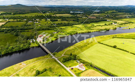 Aerial view of Rosscor Bridge in Enniskillen, Northern Ireland 116965847