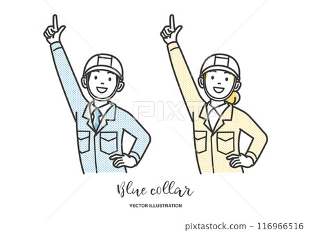 Jubilant male and female construction workers Jubilant male and female construction workers 116966516