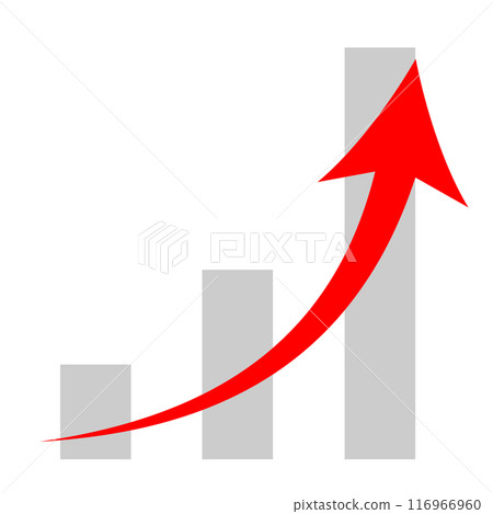 帶有代表上升的箭頭的條形圖插圖 帶有代表上升的箭頭的條形圖插圖 116966960