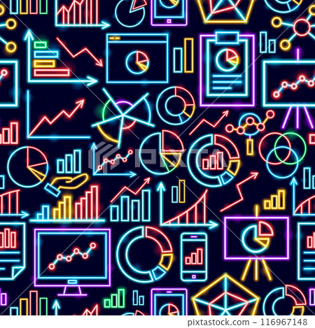 Data Statistics Seamless Neon Pattern 116967148