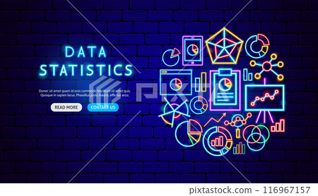 Data Statistics Neon Banner Design 116967157