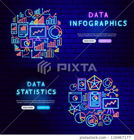 Data Infographics Neon Banners Data Infographics Neon Banners 116967177