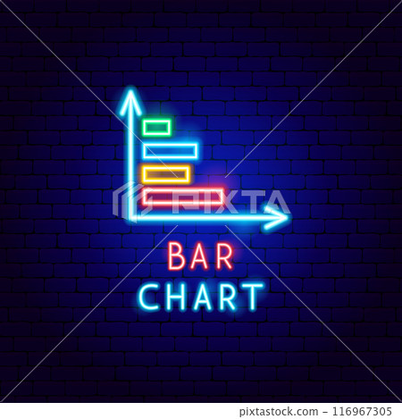 Bar Chart Neon Label 116967305
