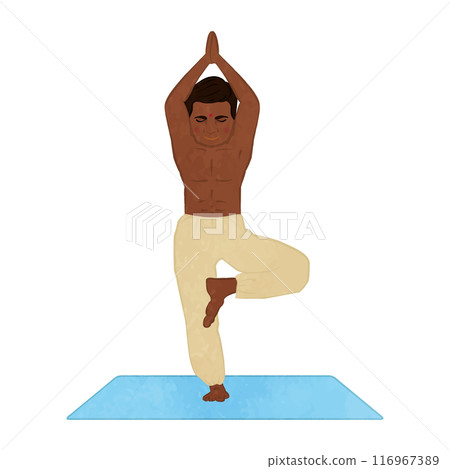 Yoga male_tree pose Yoga male_tree pose 116967389