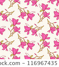 Spring Blossom Floral Hand Drawn Seamless Pattern 116967435