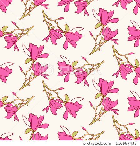 Spring Blossom Floral Hand Drawn Seamless Pattern Spring Blossom Floral Hand Drawn Seamless Pattern 116967435