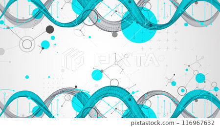 Abstract futuristic wireframe background for design works.Science template, wallpaper or banner with a DNA molecules. Hand drawn. Abstract futuristic wireframe background for design works.Science template, wallpaper or banner with a DNA molecules. Hand drawn. 116967632