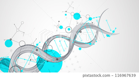 Abstract futuristic wireframe background for design works.Science template, wallpaper or banner with a DNA molecules. Hand drawn. Abstract futuristic wireframe background for design works.Science template, wallpaper or banner with a DNA molecules. Hand drawn. 116967639