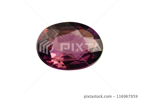 natural pink sapphire gem on the isolated white background natural pink sapphire gem on the isolated white background 116967859