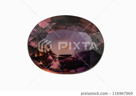 natural pink sapphire gem on the isolated white background natural pink sapphire gem on the isolated white background 116967860