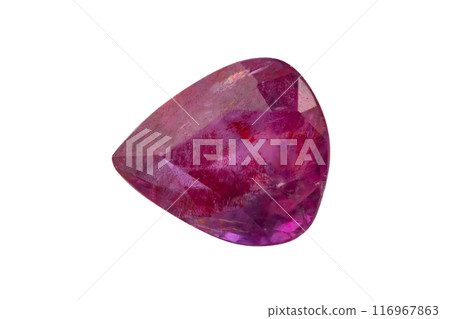 natural pink sapphire gem on the isolated white background natural pink sapphire gem on the isolated white background 116967863