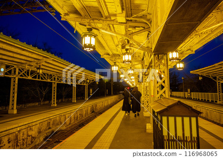 Commuters after get off work at Arashiyama Station in Kyoto, Japan 116968065
