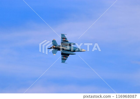 一架F-2噴氣式戰鬥機以高機動性飛越首都防空要道百里基地。 116968087