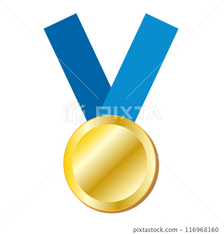 帶有藍絲帶的金牌插圖 116968160