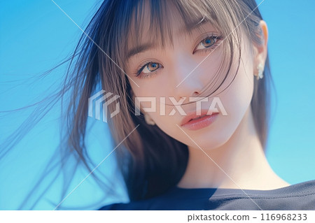 藍天、清爽美女、透明“AI生成圖像” 藍天、清爽美女、透明“AI生成圖像” 116968233