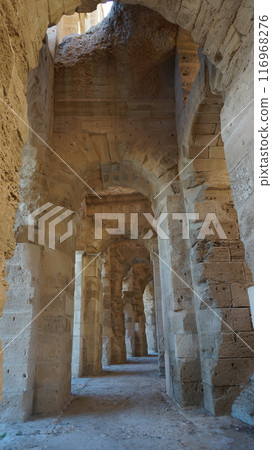 El Jem Amphitheatre, soft stone corridor [Tunisia] 116968276