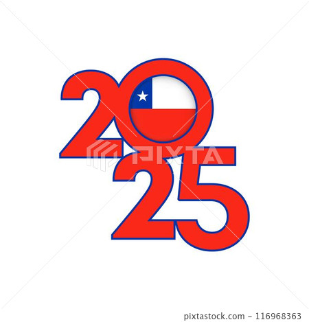2025 banner with Chile flag inside. Vector illustration. 116968363