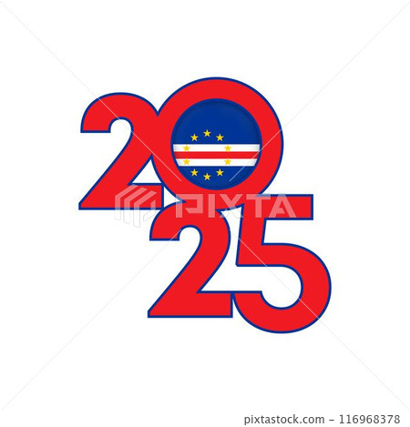 2025 banner with Cape Verde flag inside. Vector illustration. 116968378