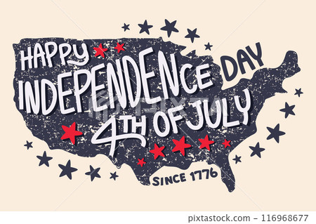 Map of the United States of america with the words about independence day, 4th of July . Vector . Map of the United States of america with the words about independence day, 4th of July . Vector . 116968677