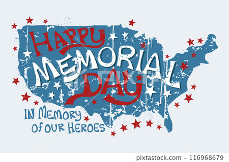 Map of the United States of america with the words about independence day, 4th of July . Vector . 116968679