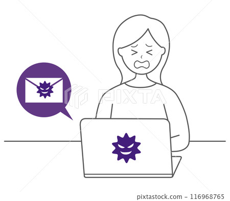 因收到垃圾郵件而煩惱的女性插畫素材 116968765