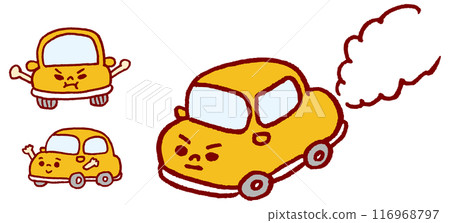 黃色小可愛圓形汽車人物素材 116968797