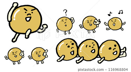 圓潤可愛的大豆人物素材,光澤光滑,呈棕色 圓潤可愛的大豆人物素材,光澤光滑,呈棕色 116968804