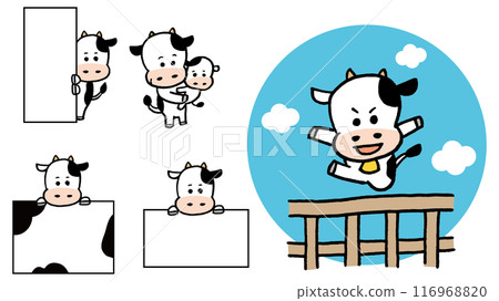 Comical and cute black and white cow character material Comical and cute black and white cow character material 116968820