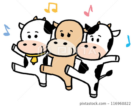 黑白滑稽可愛的牛人物素材 116968822