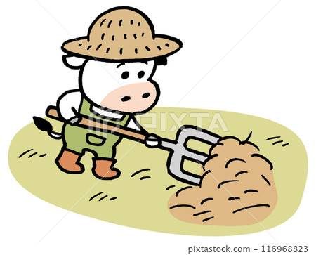 黑白滑稽可愛的牛人物素材 116968823