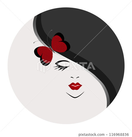 Face of a girl in a circle, on a white background. Face of a girl in a circle, on a white background. 116968836