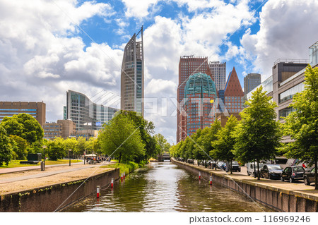 Scenery of the central business district of the Hague in Netherlands 116969246