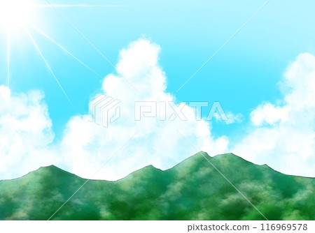 夏天山和冰雲 116969578