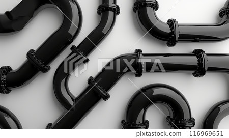 A Group of Black Pipes on a White Background 116969651