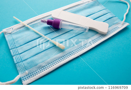 Coronavirus test and protective surgical face mask for protection against covid-19. 116969709