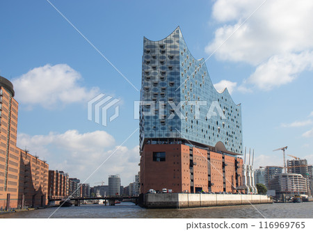 Modern building of Elbphilharmonie, a concert hall in the Hafen City. Hamburg, Germany 116969765