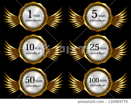 Anniversary Feather Emblem Set of 6 Gold 116969776