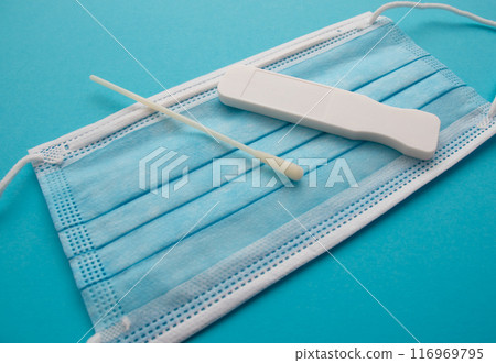 Coronavirus test and protective surgical face mask for protection against covid-19. 116969795