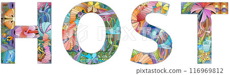 Word HOST. Colorful vector word isolated on a white background Word HOST. Colorful vector word isolated on a white background 116969812